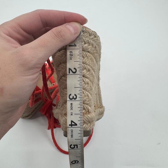 Merona Maren Lace Up Wedge Espadrille Strappy Wedge Heels Sandals Red Orange 9 - Picture 10 of 10